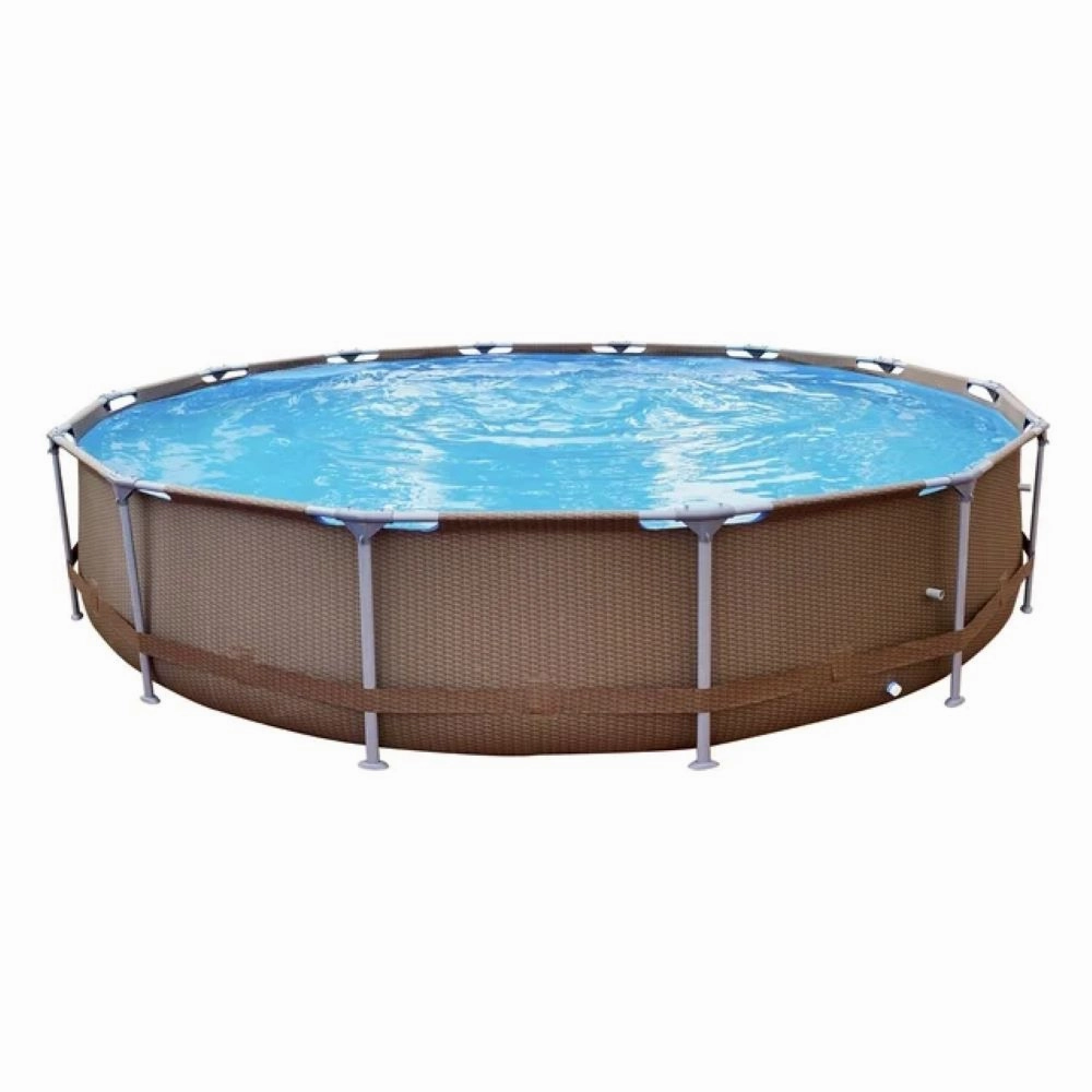 Avenli Round Steel Frame Above-Ground Swimming Pool, 14ft x 33" Rattan Series
