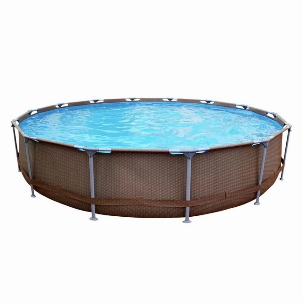 Avenli Round Steel Frame Above-Ground Swimming Pool, 14ft x 33" Rattan Series