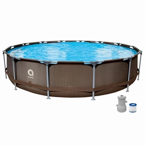 Avenli Round Steel Frame Above-Ground Swimming Pool, 14ft x 33" Rattan Series