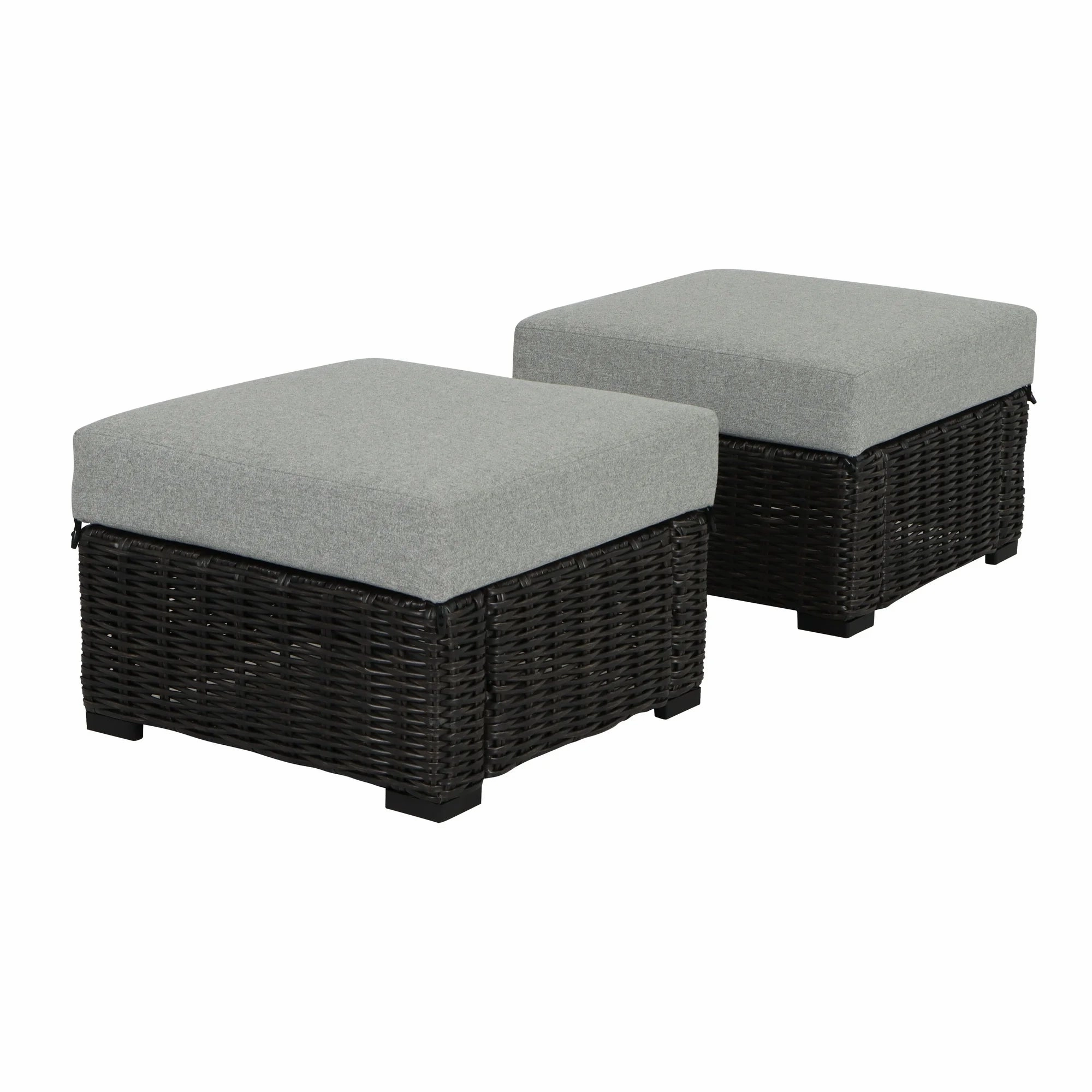 Better Homes & Gardens BH5608811816030 Bellamy Outdoor Wicker Ottomans, Dark Brown, 2 Pack