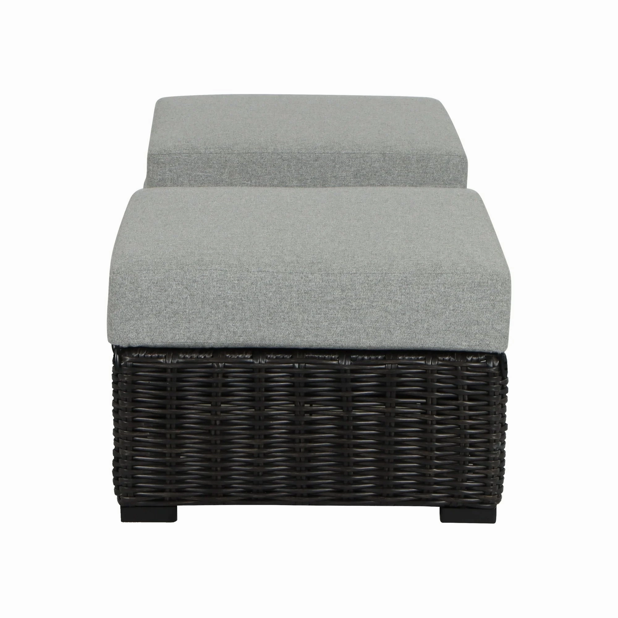 Better Homes & Gardens BH5608811816030 Bellamy Outdoor Wicker Ottomans, Dark Brown, 2 Pack