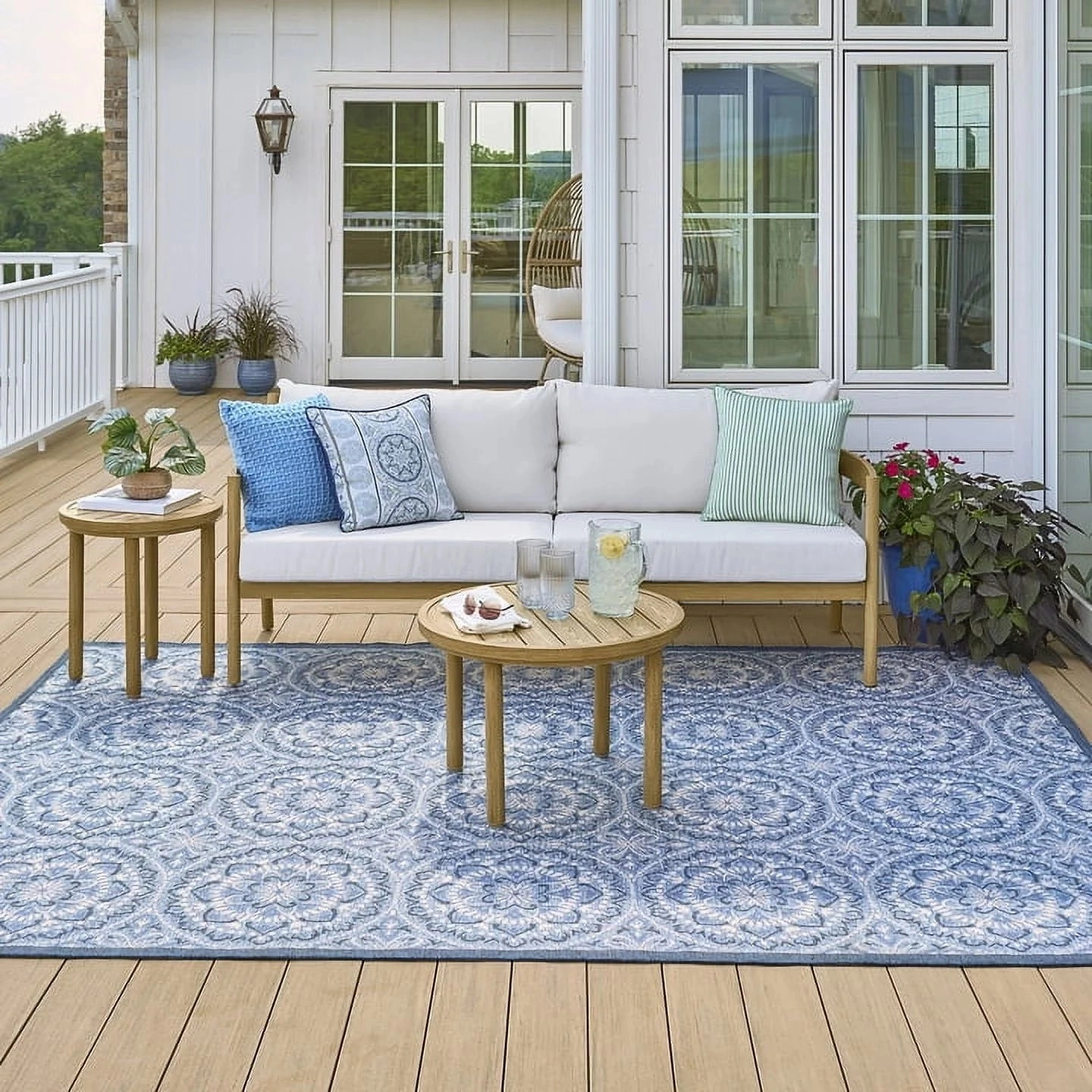 Better Homes & Gardens BH5628059664016 Astrid 3-Piece Steel Outdoor Sofa & Table Set, Cream