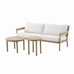 Better Homes & Gardens BH5628059664016 Astrid 3-Piece Steel Outdoor Sofa & Table Set, Cream