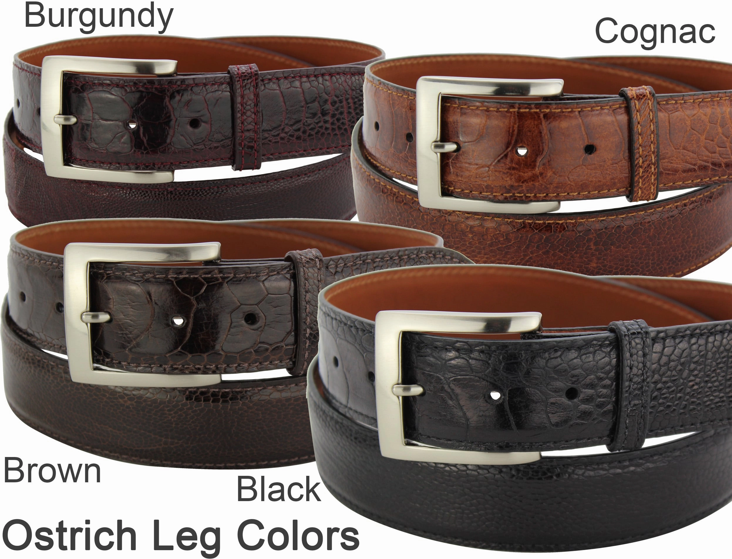 Black Ostrich Leg Designer Full Grain Leather Belt **Made To Order Allow 5 To 6 Weeks To Ship