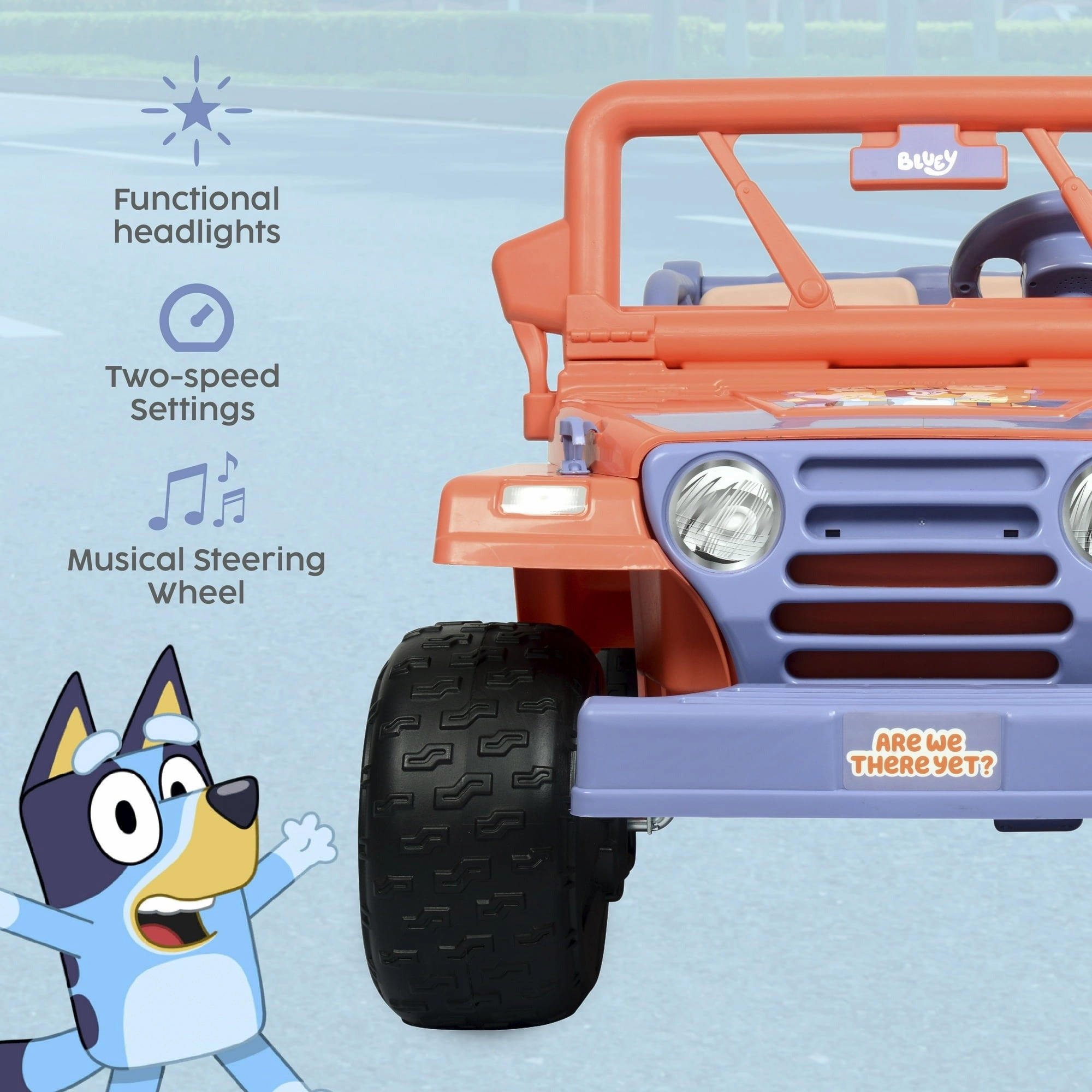 Bluey 12V 4-Wheeler Ride-On, 12 Volt Battery Powered Car for Kids w/Sounds - Ages 3 - 10 Years