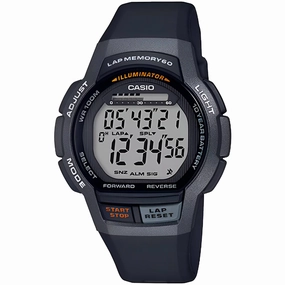 Casio Men's Watch - Dual Time Grey Digi Dial Black Resin Strap Alarm | WS-1000H-1AV