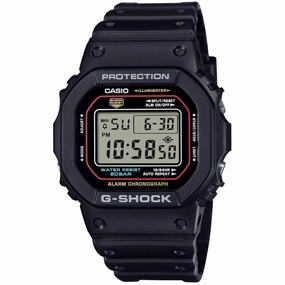 Casio Men's Watch - G-Shock Chronograph Grey Digital Dial Black Strap | DW5600RL-1