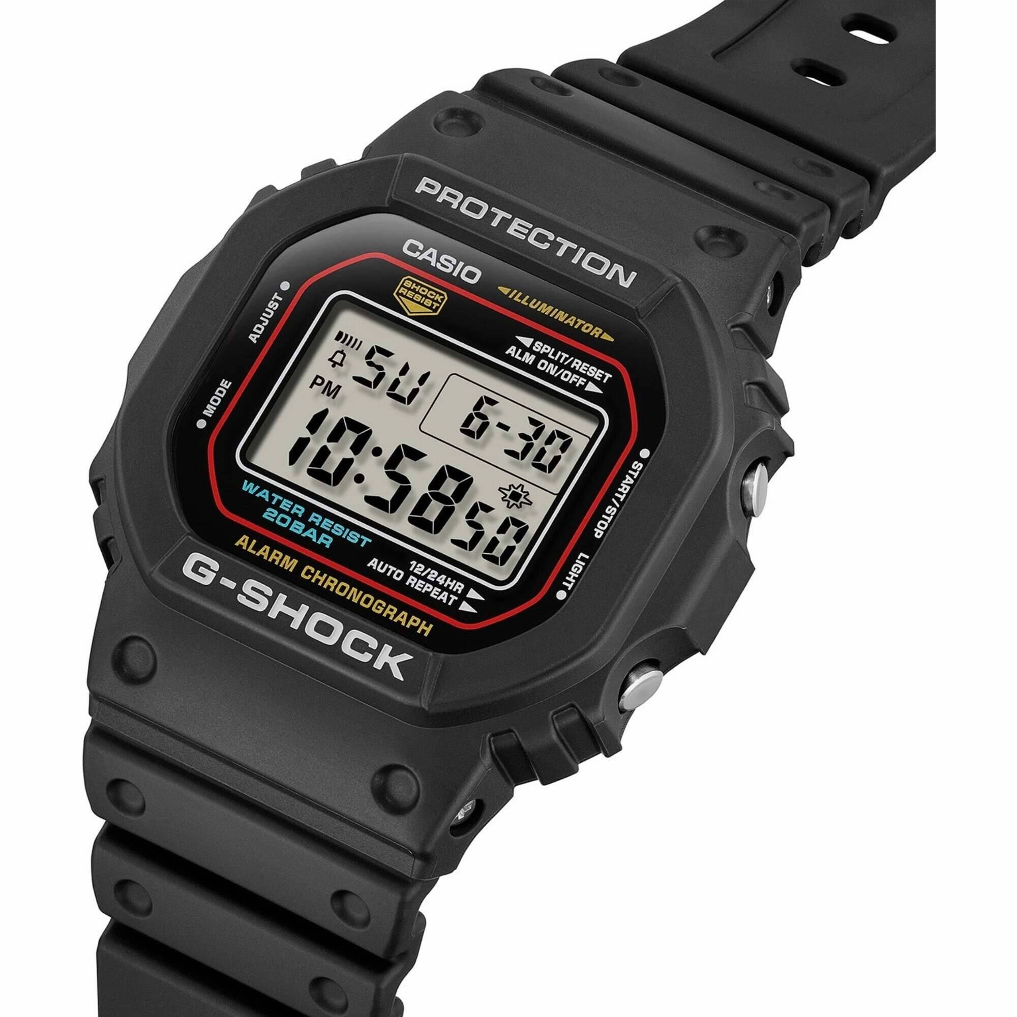 Casio Men's Watch - G-Shock Chronograph Grey Digital Dial Black Strap | DW5600RL-1