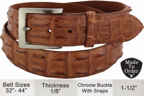 Cognac Australian Saltwater Hornback Crocodile Designer Full Grain Leather Belt **Made To Order Allow 5 To 6 Weeks To Ship