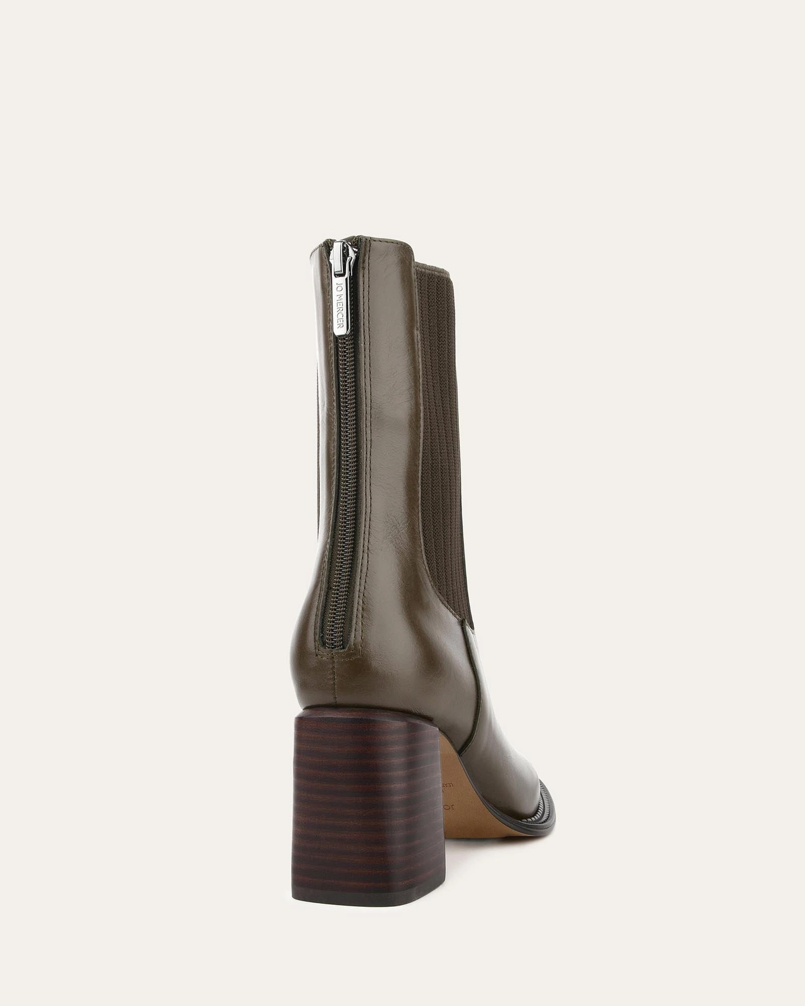 DEVINA MID ANKLE BOOTS DARK OLIVE LEATHER