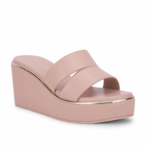 Healers Casual Peach Wedges Heels For Women LAX-3 By Liberty