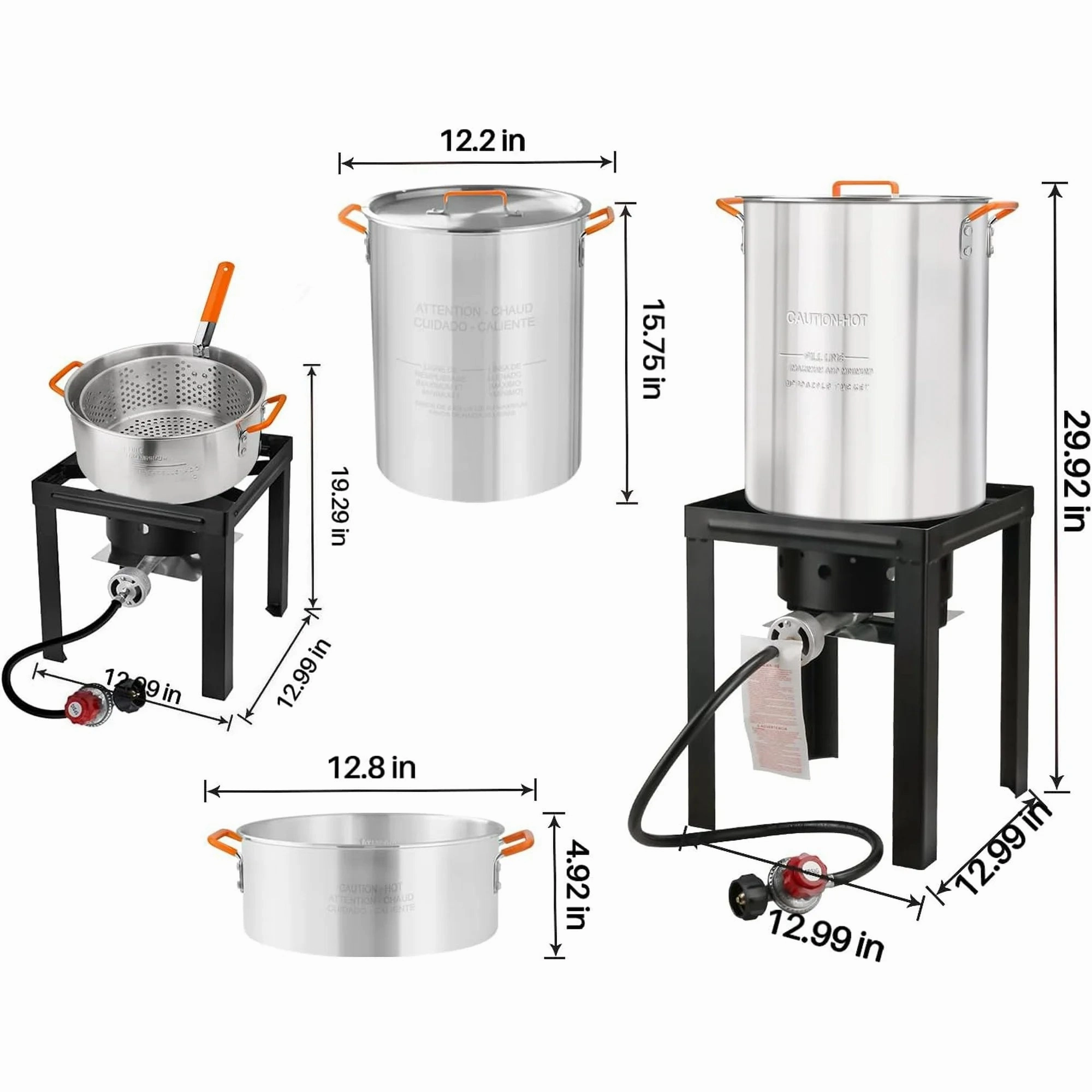 Lafati DKOF01A01 30 & 10 Quart Aluminum Propane Outdoor Turkey Fryer, 55,000 BTU Silver