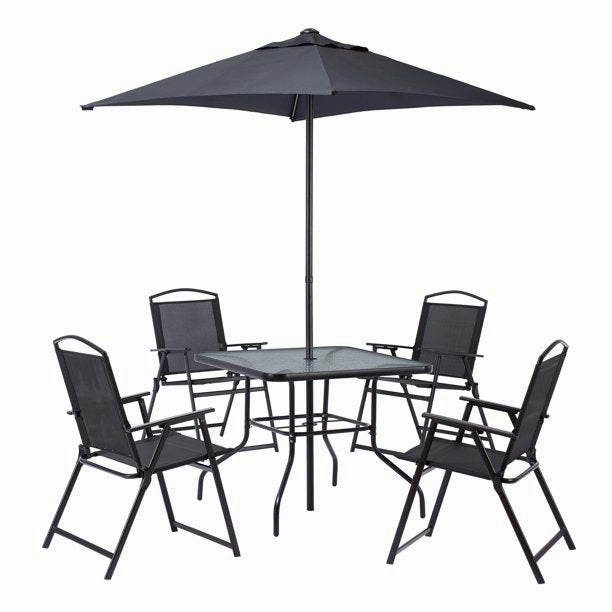 Mainstays MSF128059664001 Albany Lane 6-Piece Outdoor Patio Dining Set, Black