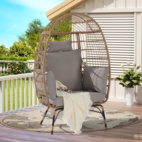 Streamdale Oversized Wicker Egg Chair w/ Cushion & Pillow