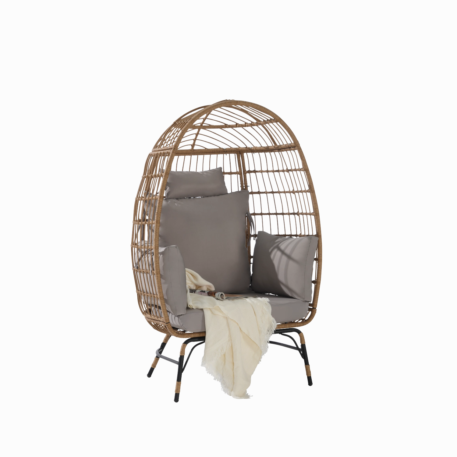 Streamdale Oversized Wicker Egg Chair w/ Cushion & Pillow